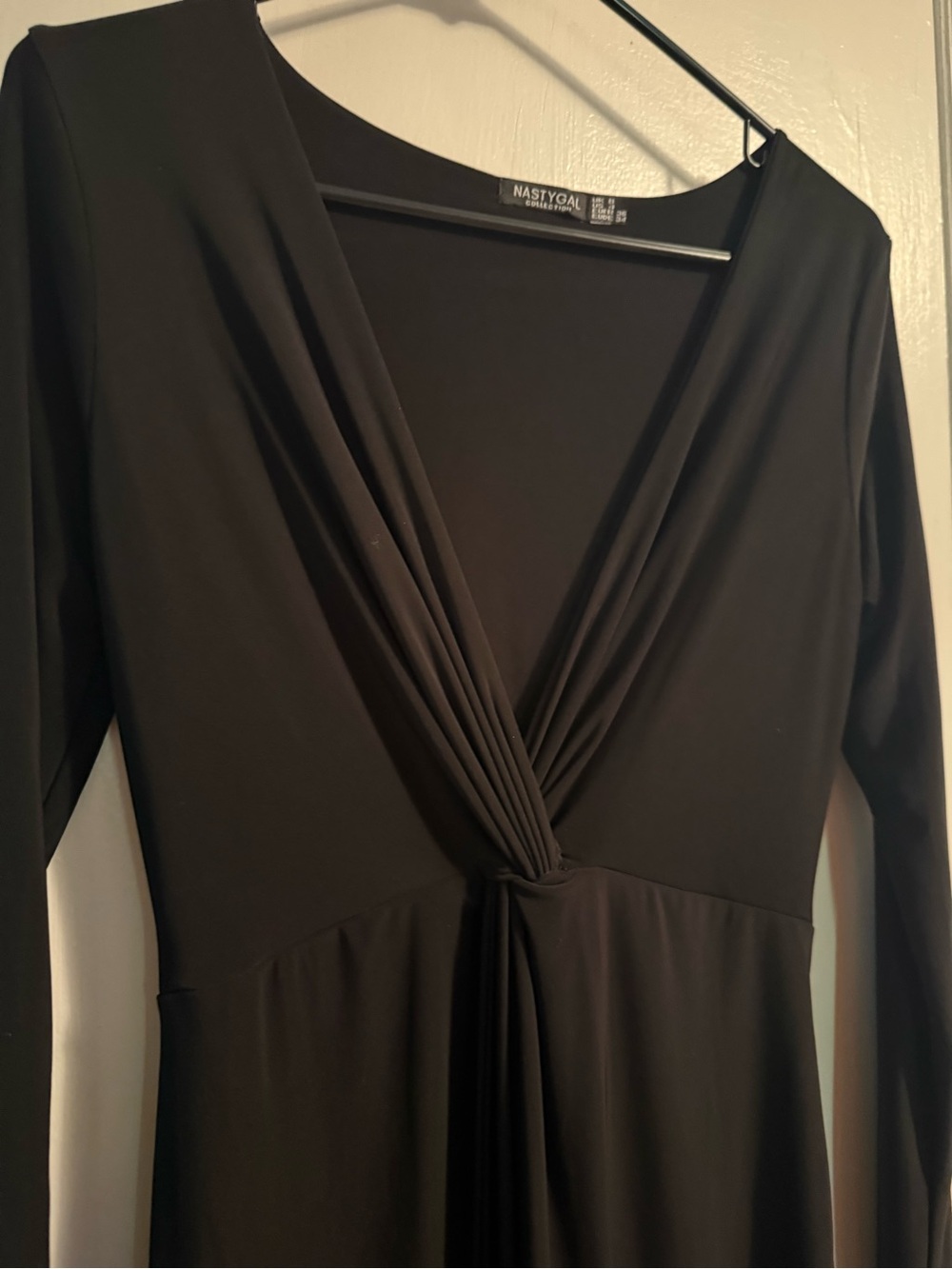 Nasty Gal Black Knot-Front Midi Dress